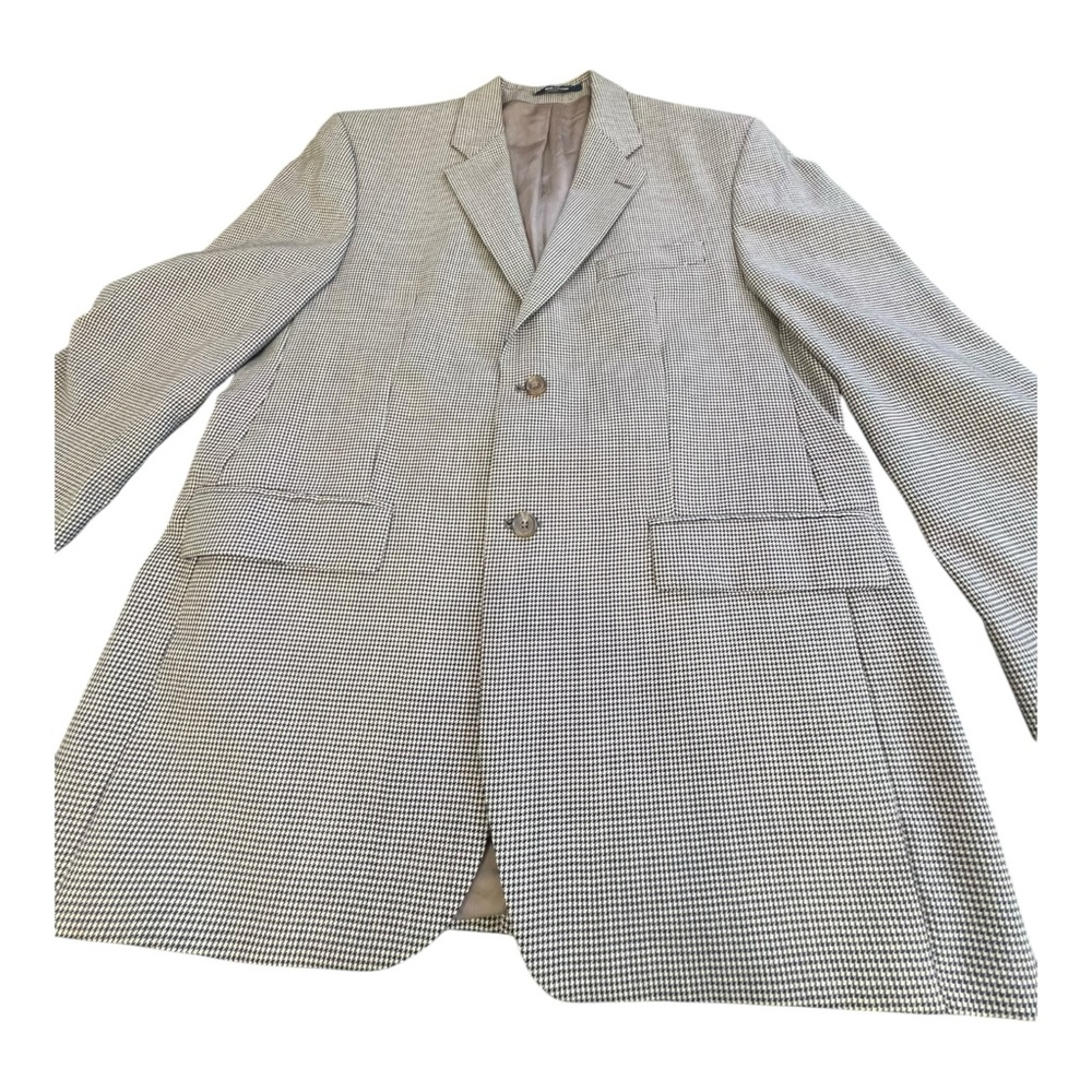 POLO M RALPH LAUREN Mens  Brown Houndstooth Wool Jacket Blazer Size 42R - Picture 6 of 13